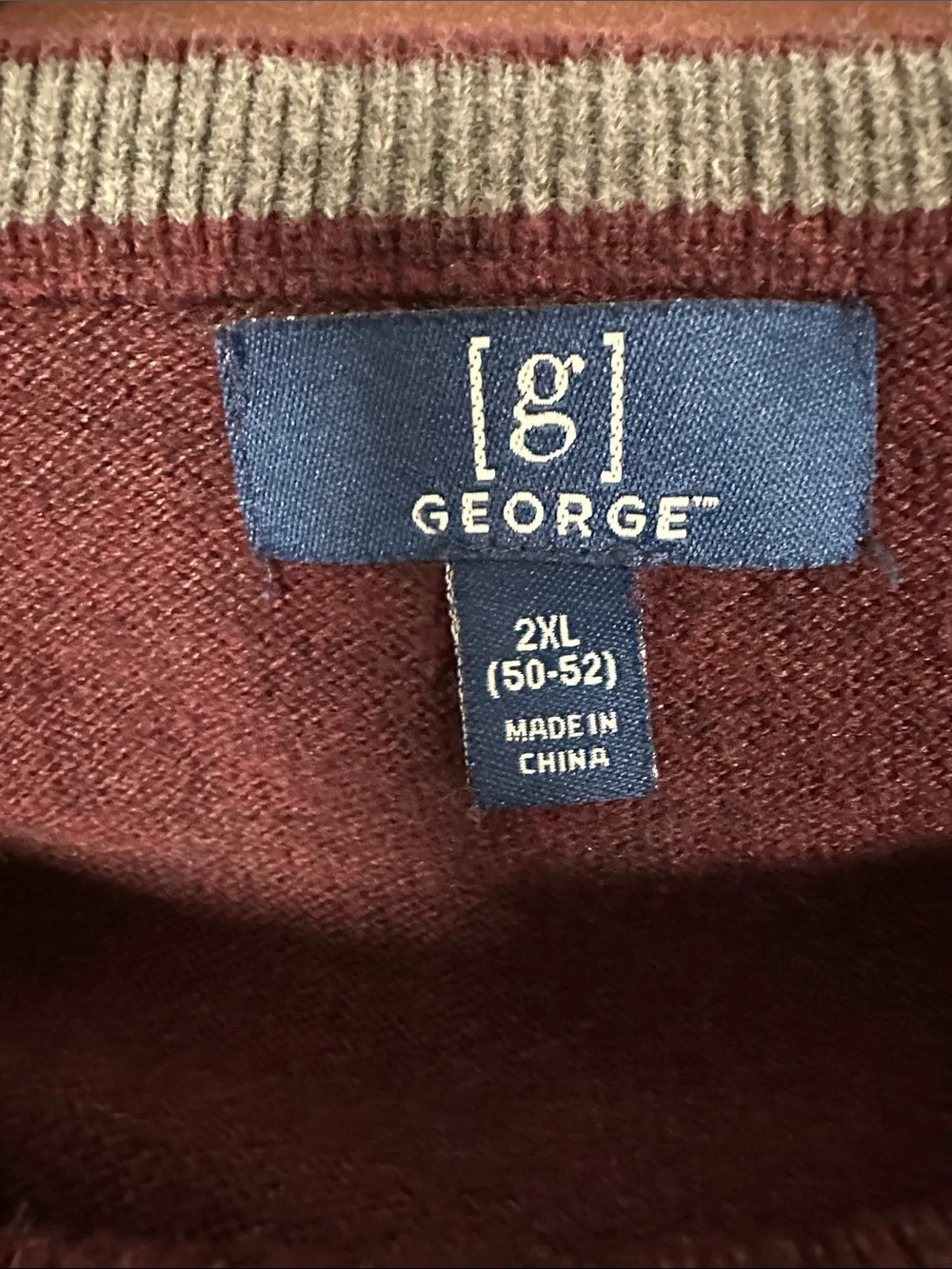 Mens George Soft Sweater  Pullover Maroon / Plum Long Sleeve Cotton Blend 2XL